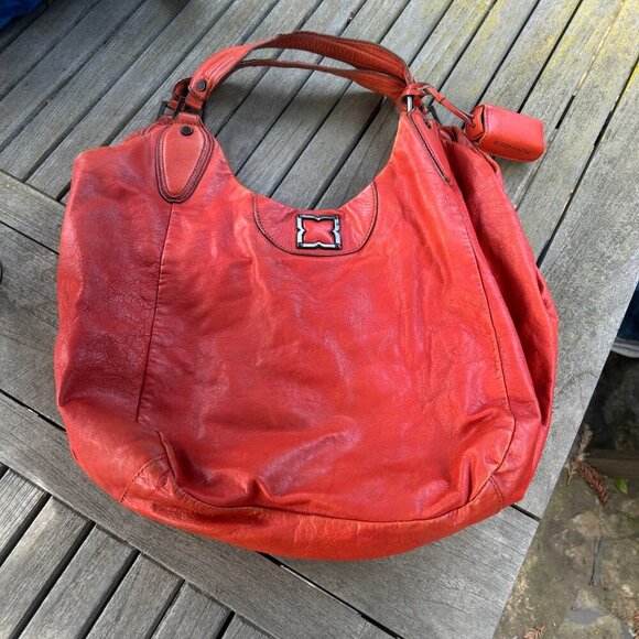 BCBGMaxAzria Orange Leather Large Hobo Shoulder Bag - Picture 12 of 12